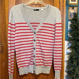 GAP BDG Gray and Red Striped Cardigan
